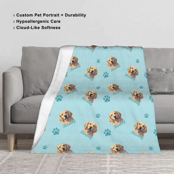 Custom Flannel Blanket – Ultra-Soft | Hypoallergenic & Portable | Pet Portrait | 4 Colors