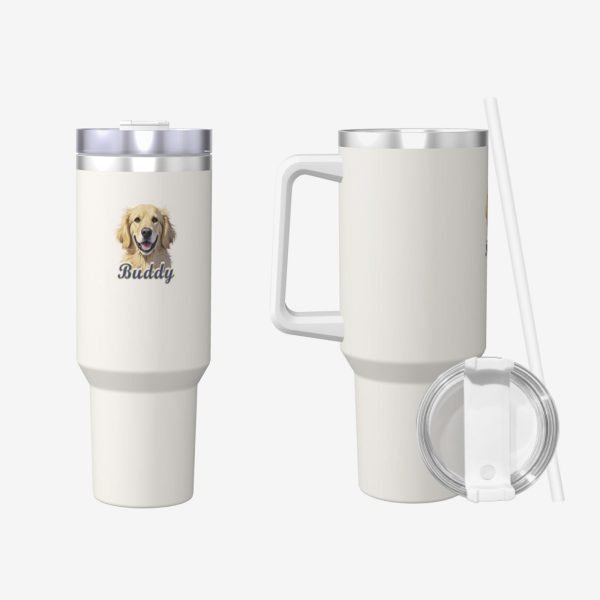 Custom Insulated Tumblers – 40OZ | Pet Portrait | Double-Walled Stainless Steel | 6 Colors | Leakproof & Car-Friendly