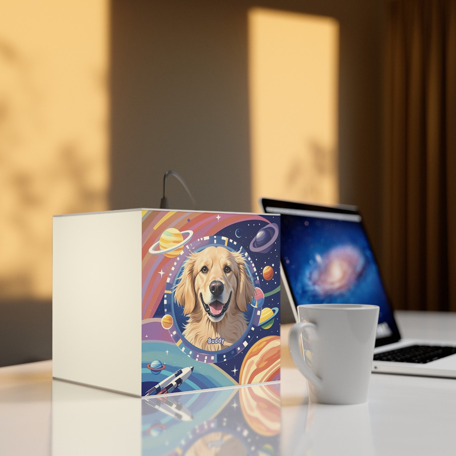 Custom LED Lamp Cube – Pet Portraits & AI Art for Cat & Dog Lovers