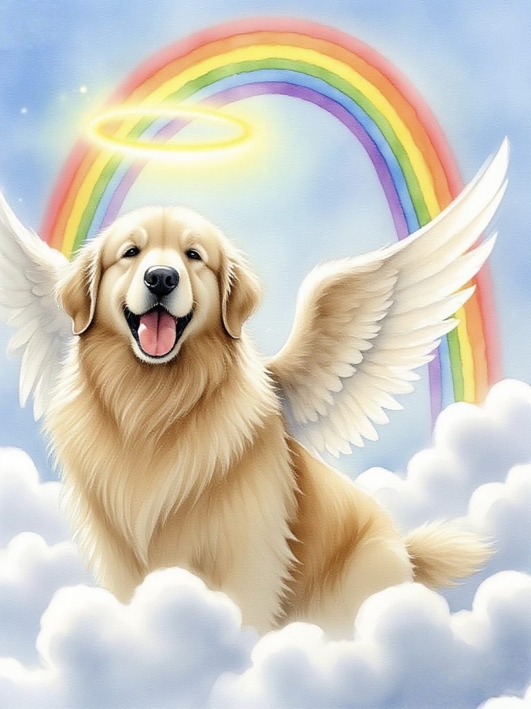 Dog with Rainbow – A Heartfelt Pet Rainbow Bridge Poem for Crossing the Rainbow Bridge