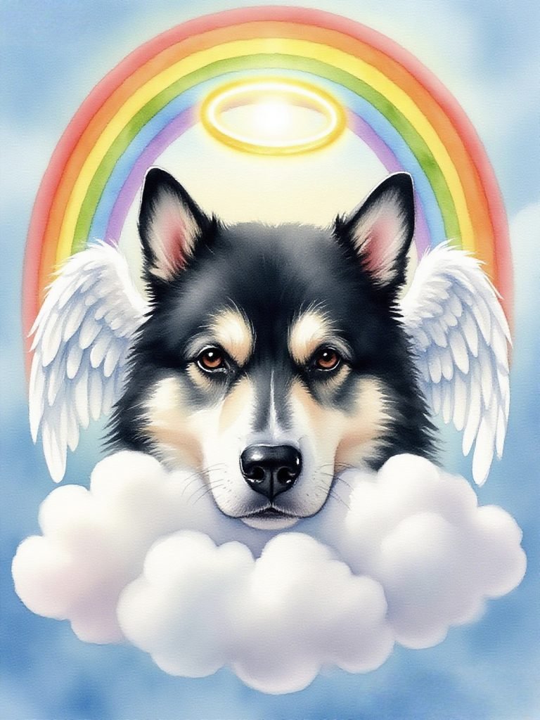 Dog with Rainbow – Bella’s Journey Crossing the Pet Rainbow Bridge