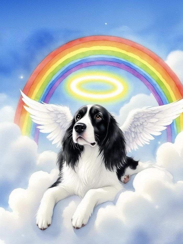 Dog with Rainbow – Elowen’s Journey of Crossing the Pet Rainbow Bridge