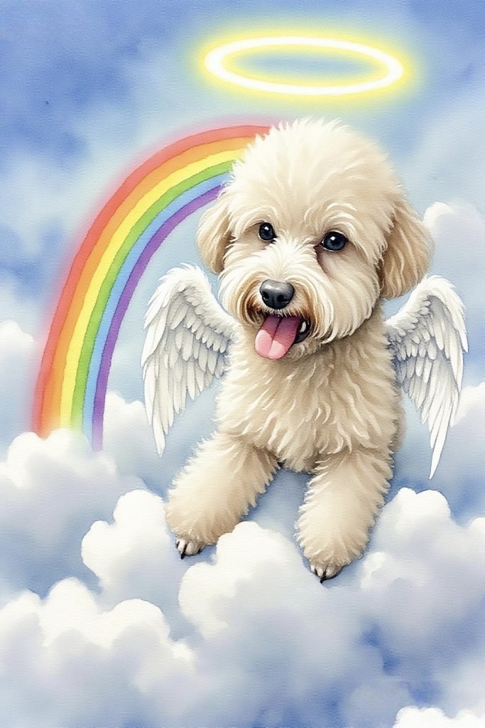 Dog with Rainbow – Bing’s Journey Crossing the Pet Rainbow Bridge