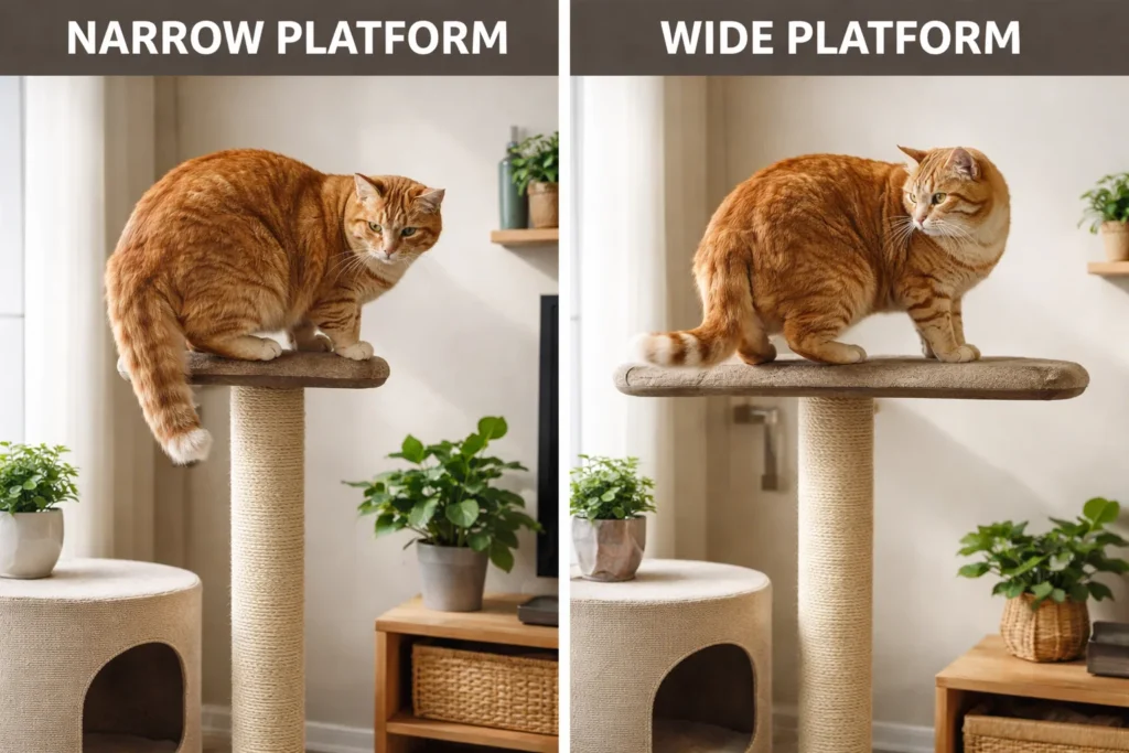 usable platform space on a large cat tree