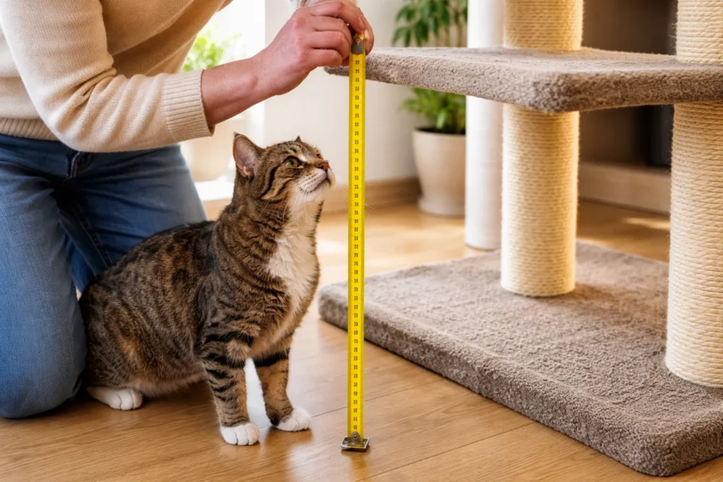 Measuring cat activity height for senior cat tree