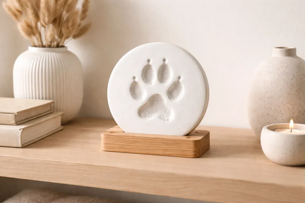 pet paw print memorial keepsake display