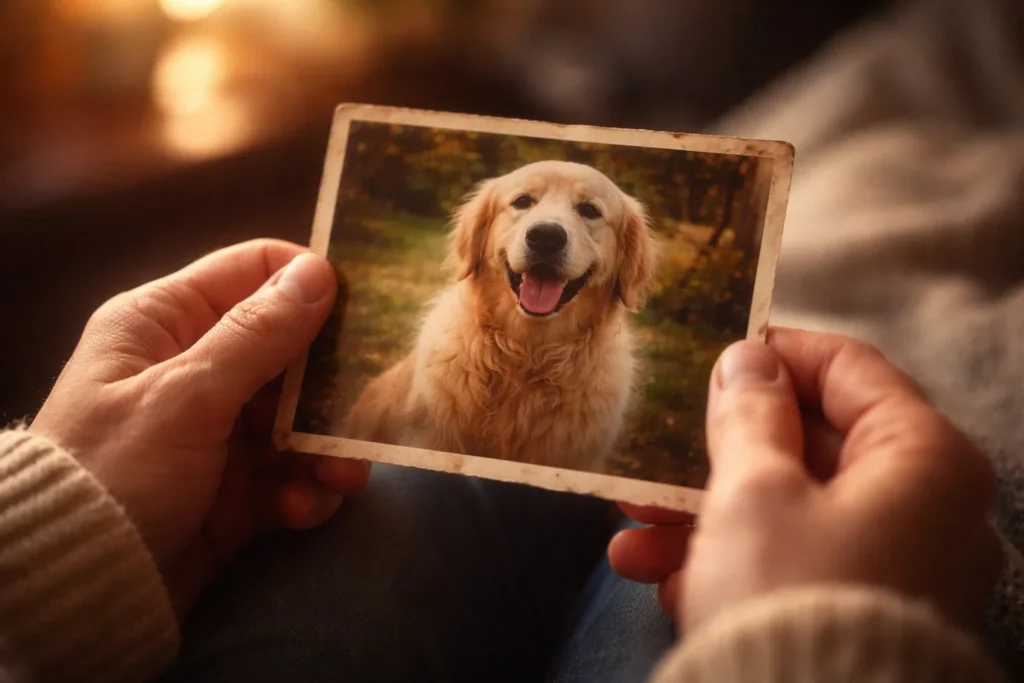 holding pet photo memory emotional moment