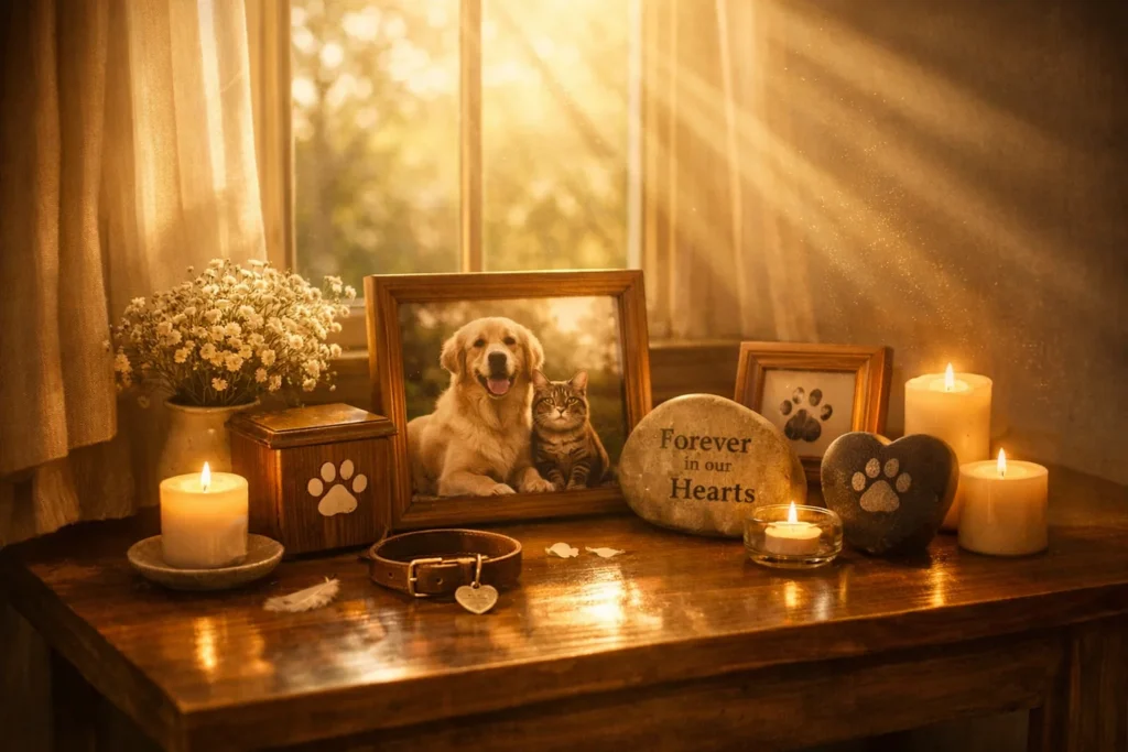 pet loss comfort scene, emotional healing after losing a pet