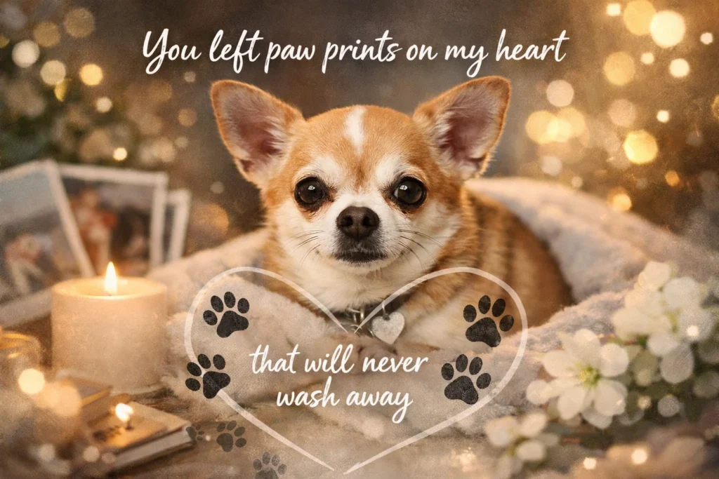 pet loss quote about love and grief with dog sunset memorial scene