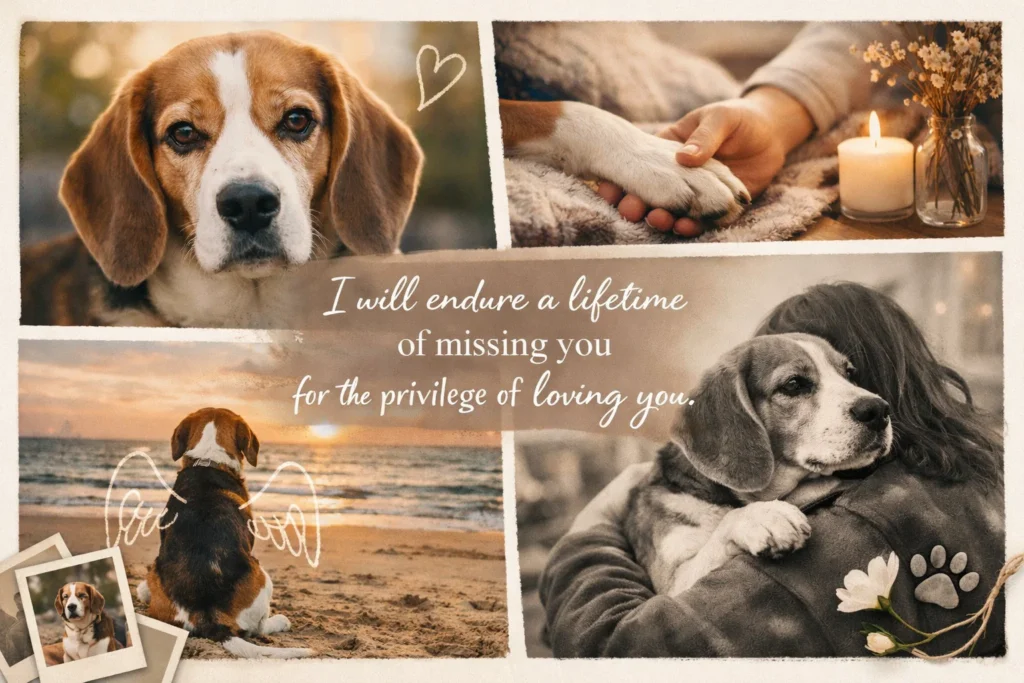 comforting pet loss quote with candle and soft light remembrance