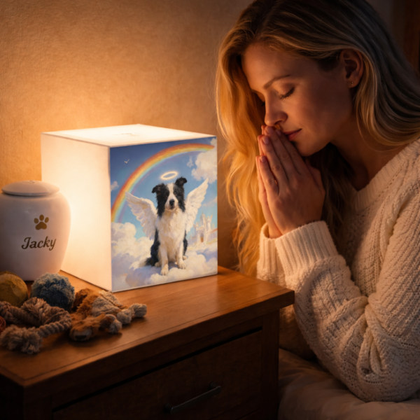 Memory Cube Lamp for Pet Loss – Personalized Angel Pet Memorial Light | Dog & Cat Memorial Gifts for Grieving a Pet