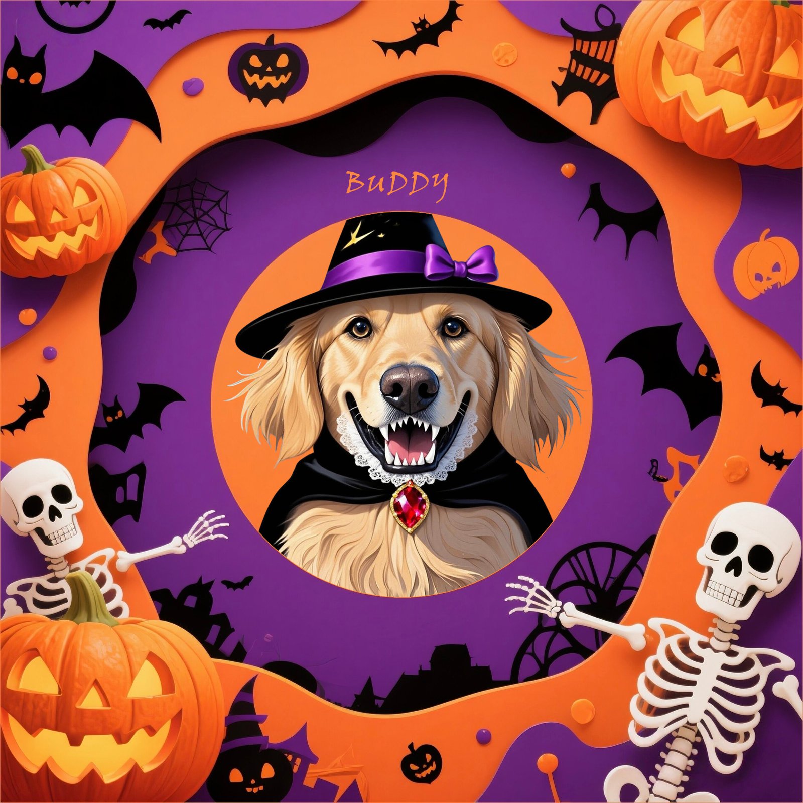 Howl-o-ween Pet Portrait Canvas