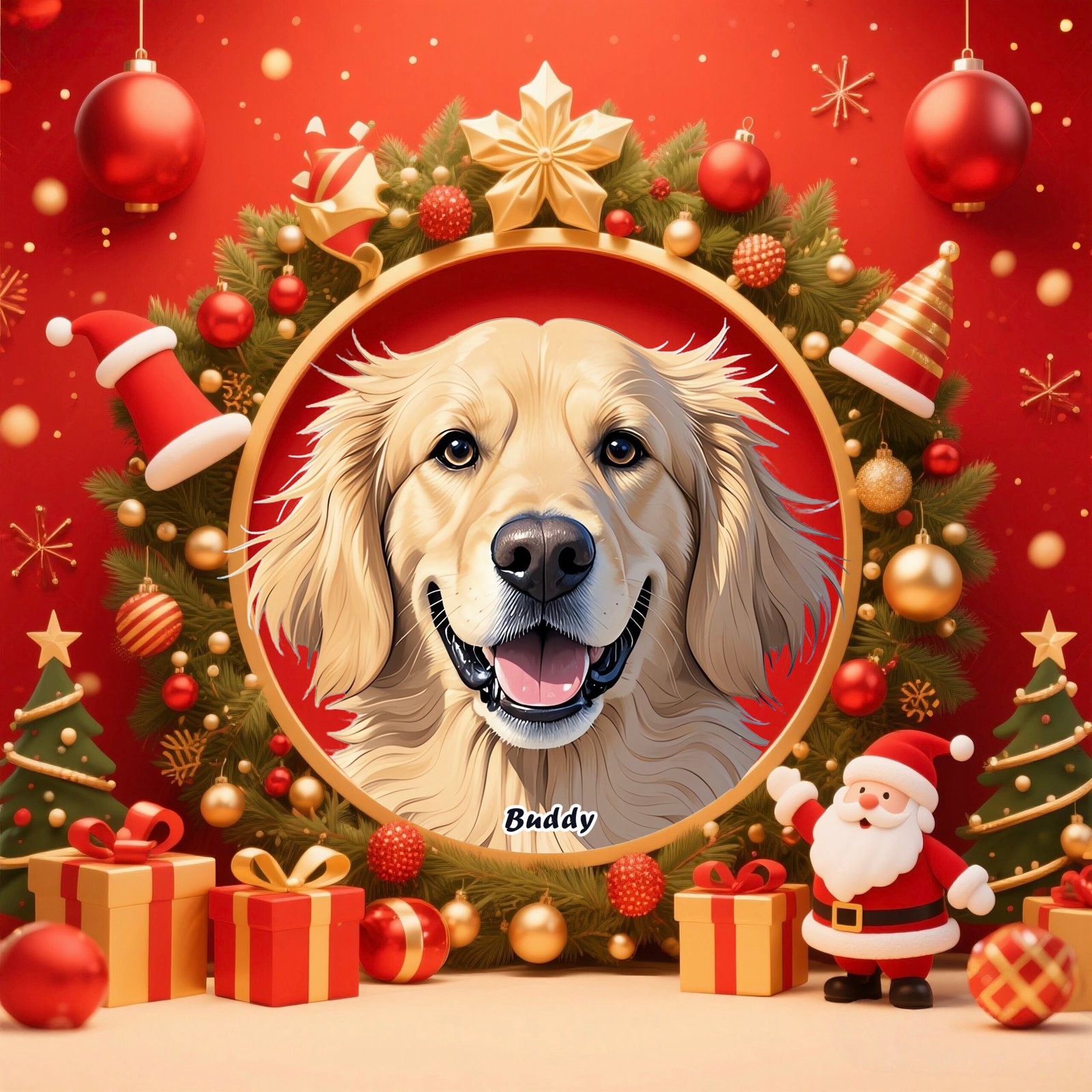 Santa Paws Pet Portrait Canvas