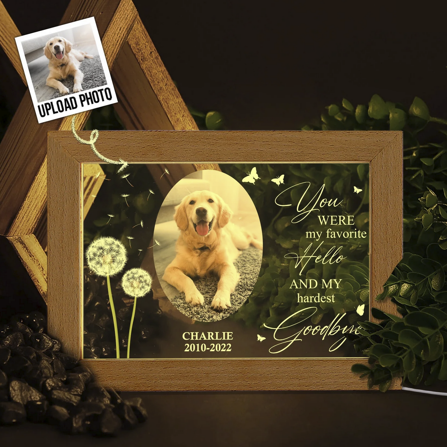 Personalized Photo Frame Lamp for pet memorial