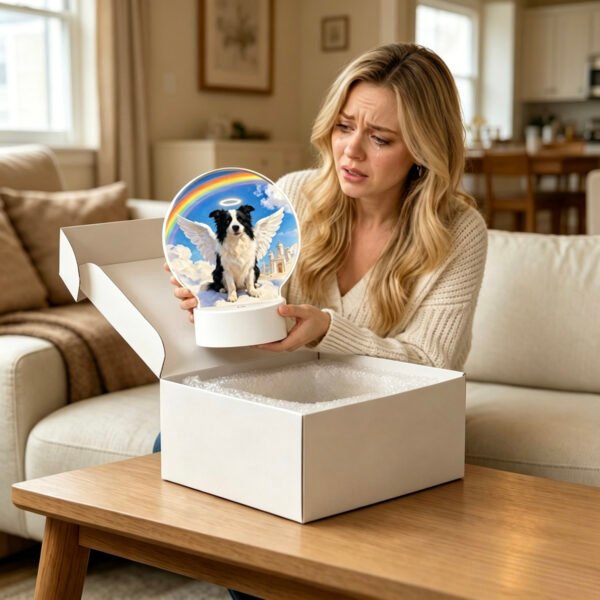 Custom pet memorial LED frame with angel portrait — personalized pet memorial gift printed from photo
