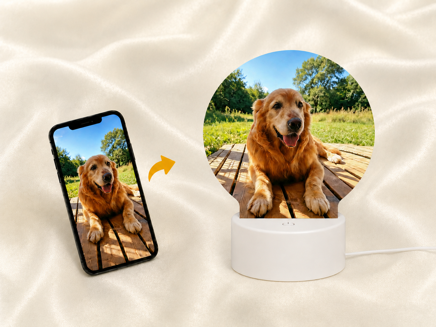 Custom pet memorial gift featuring a real pet photo printed on the keepsake